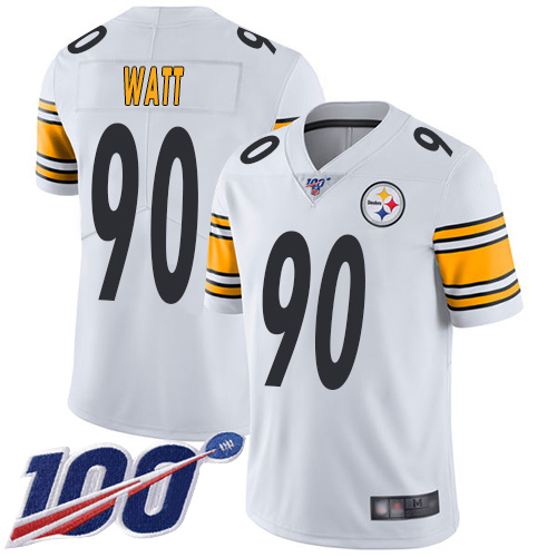 Youth Pittsburgh Steelers Football 90 Limited White T J Watt Road 100th Season Vapor Untouchable Nike NFL Jersey
